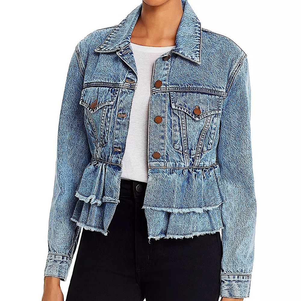 Alice + Olivia Ruffle Hem Jean Jacket